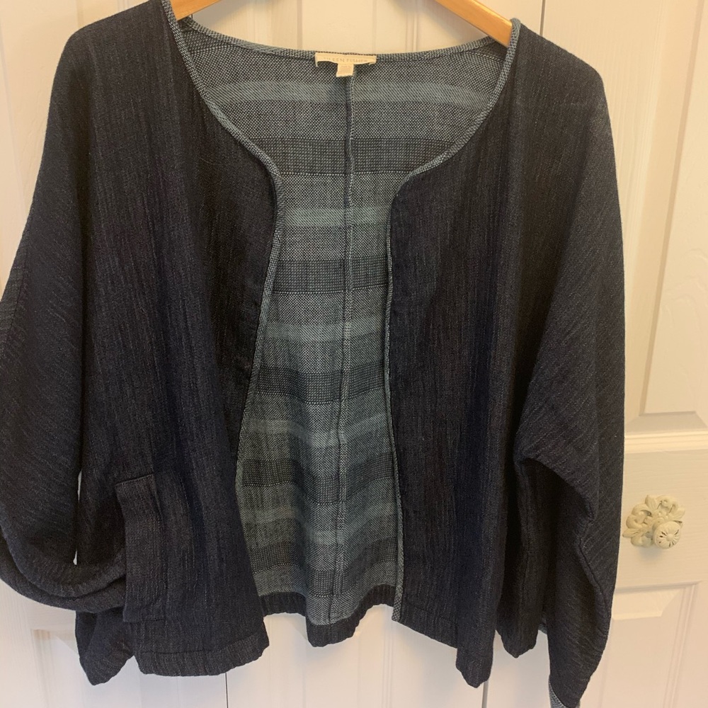 Eileen Fisher Open Front Denim-Like Jacket